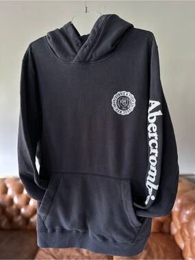 Abercrombie & Fitch (size XL) Charcoal Hoodie with White Sleeve Logo